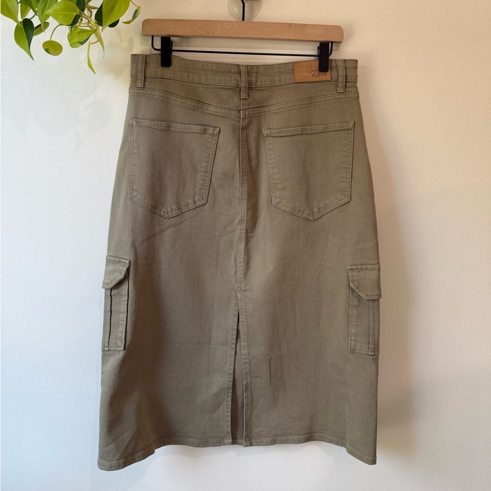 Rails Highland Denim Midi Cargo Skirt Washed Olive Cotton Blend Size 31 - Picture 7 of 11